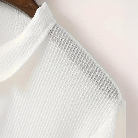 Men’s Stretch Knit Polo Shirt – Ultra-Soft Honeycomb Short-Sleeve Top