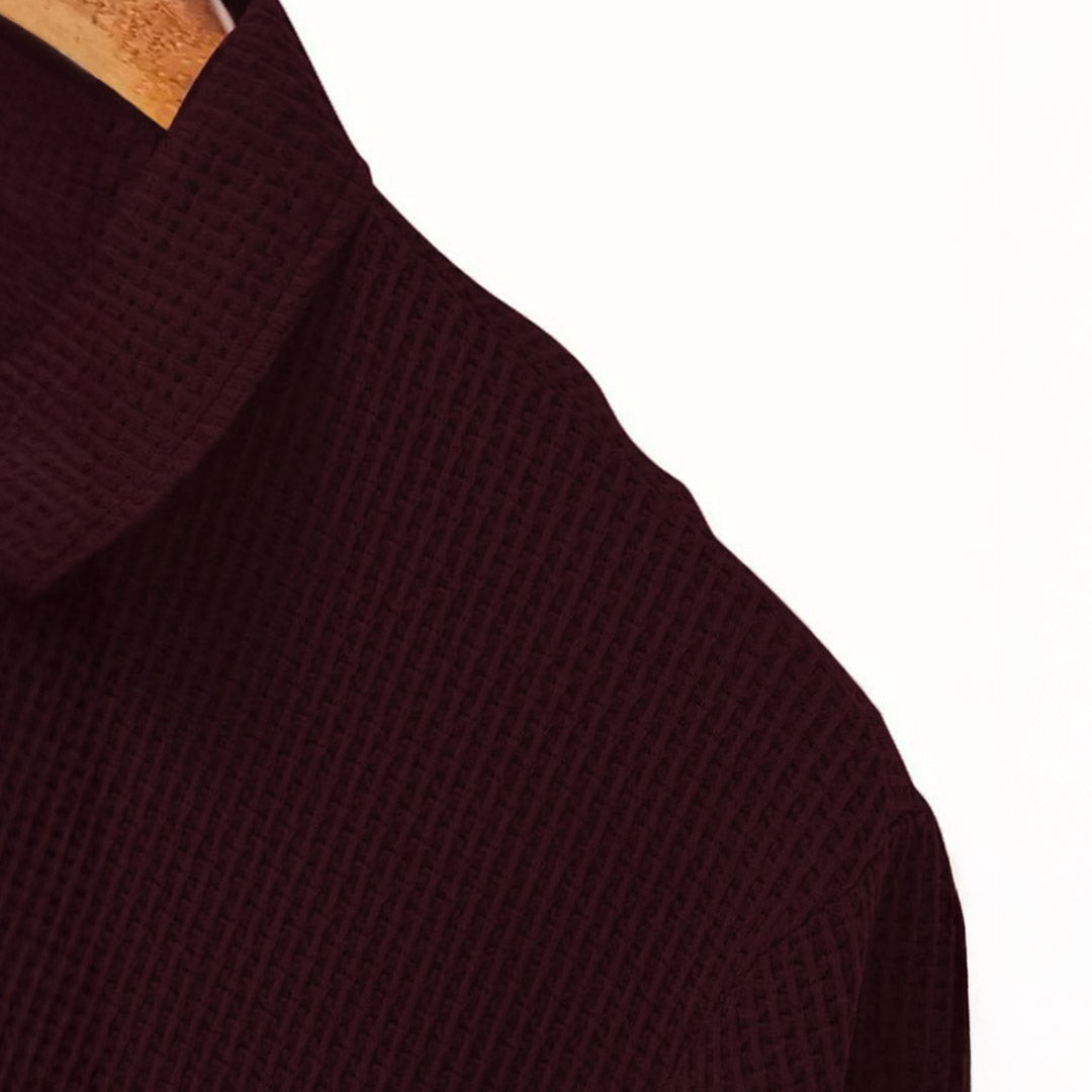Men’s Stretch Knit Polo Shirt – Ultra-Soft Honeycomb Short-Sleeve Top