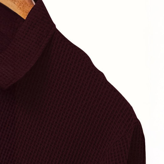 Men’s Stretch Knit Polo Shirt – Ultra-Soft Honeycomb Short-Sleeve Top