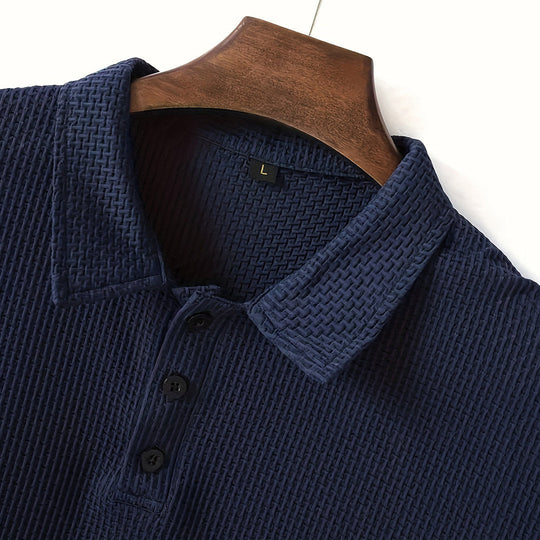 Men’s Stretch Knit Polo Shirt – Ultra-Soft Honeycomb Short-Sleeve Top