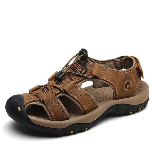 Men’s Synthetic Leather Walking Sandals with Anatomical Footbed