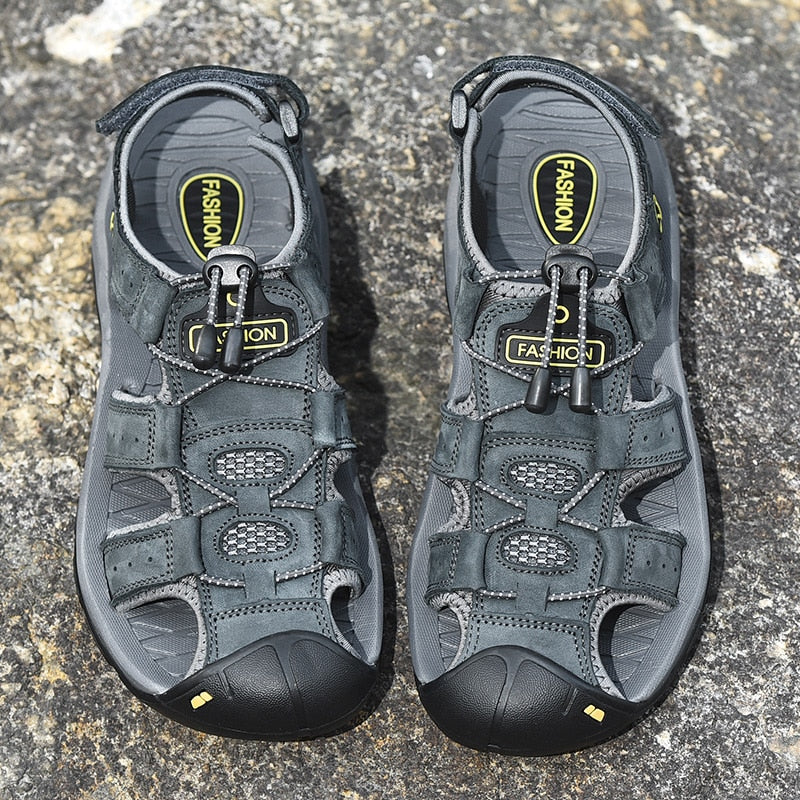Men’s Synthetic Leather Walking Sandals with Anatomical Footbed