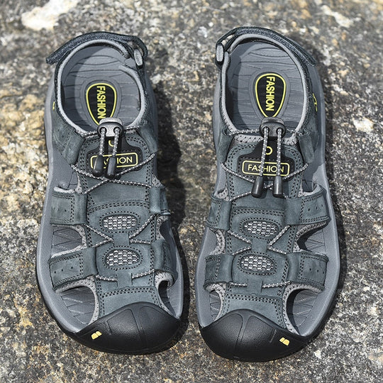 Men’s Synthetic Leather Walking Sandals with Anatomical Footbed