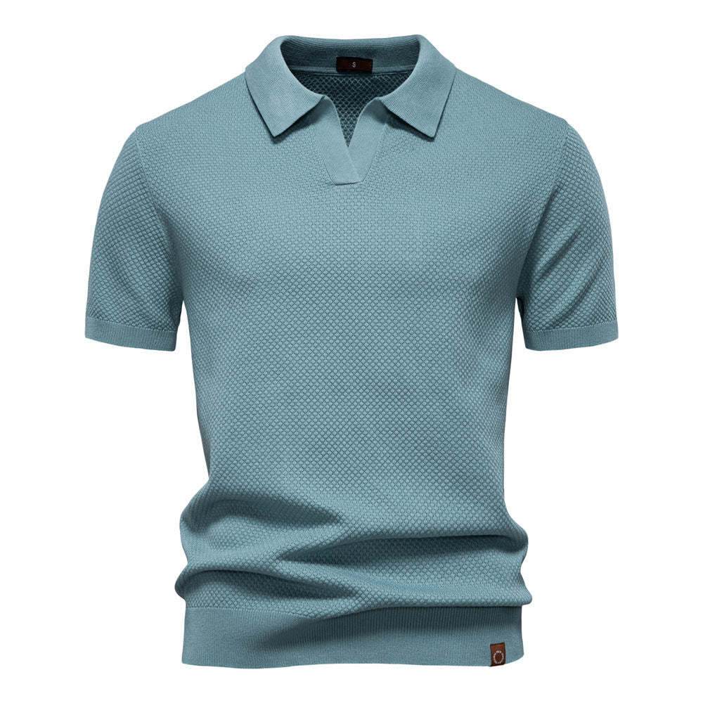 Men's Textured Polo Shirt – Breathable Modern Cropped Fit