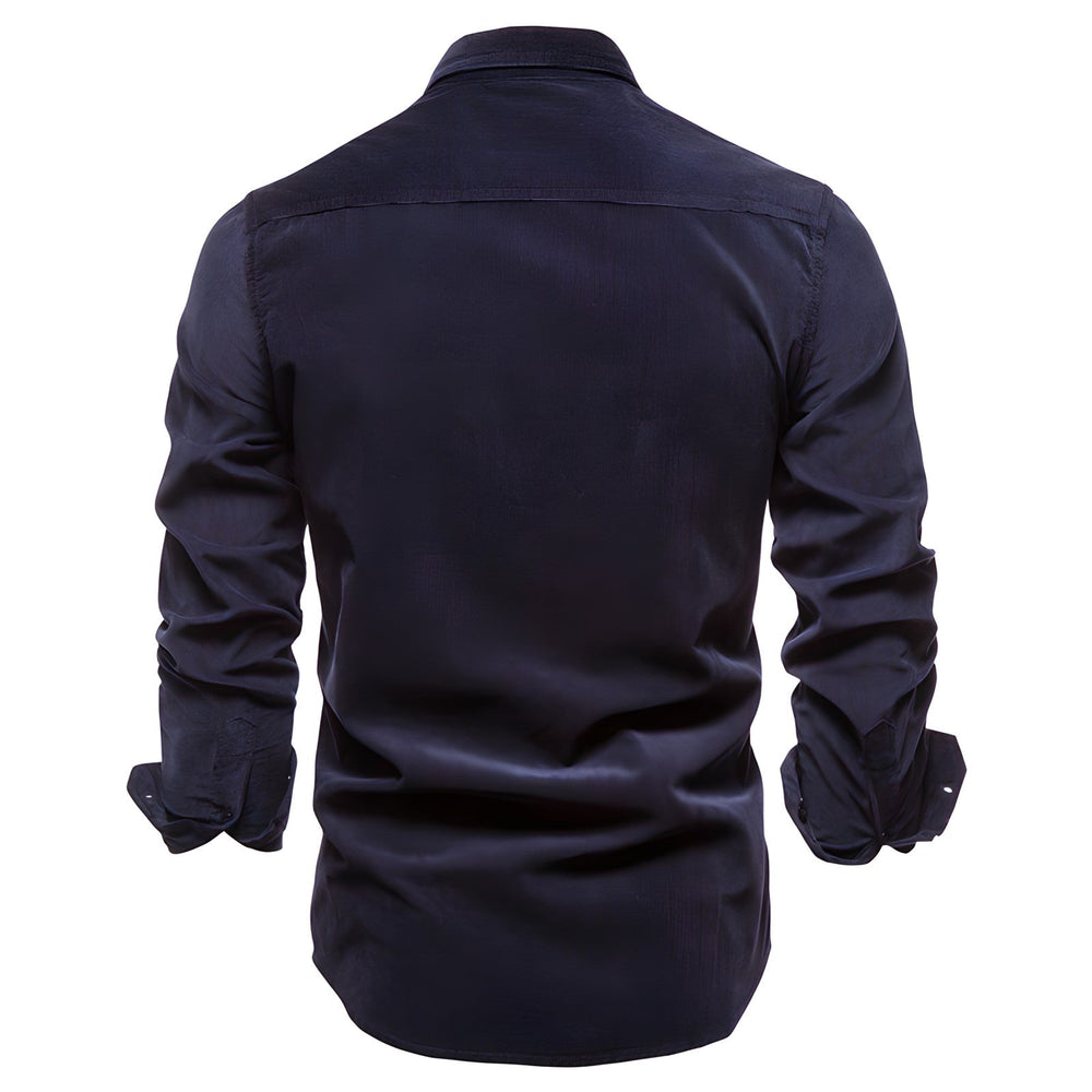 Men's Utility Button-Up Shirt – Classic Collar and Dual Flap Pockets