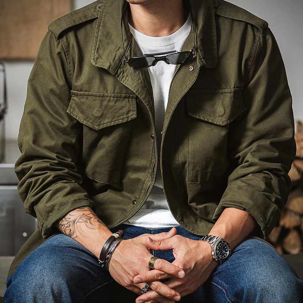 Men's Vintage Tactical Work Jacket – Multi-Pocket Utility Outerwear