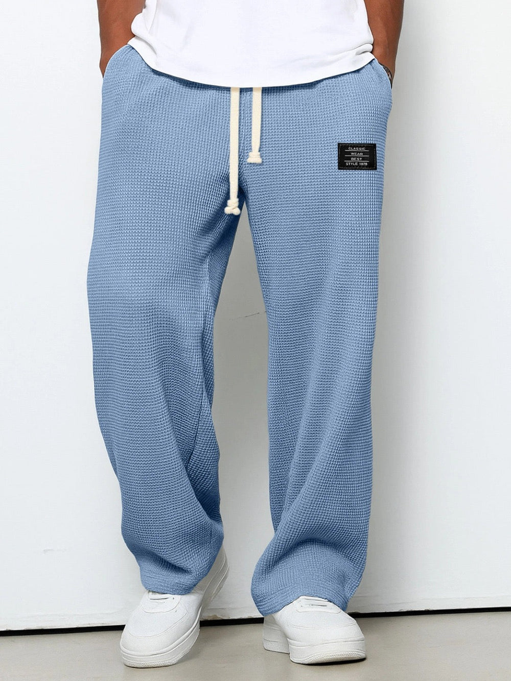 Men's Waffle-Texture Casual Trousers – Straight Fit, S–4XL
