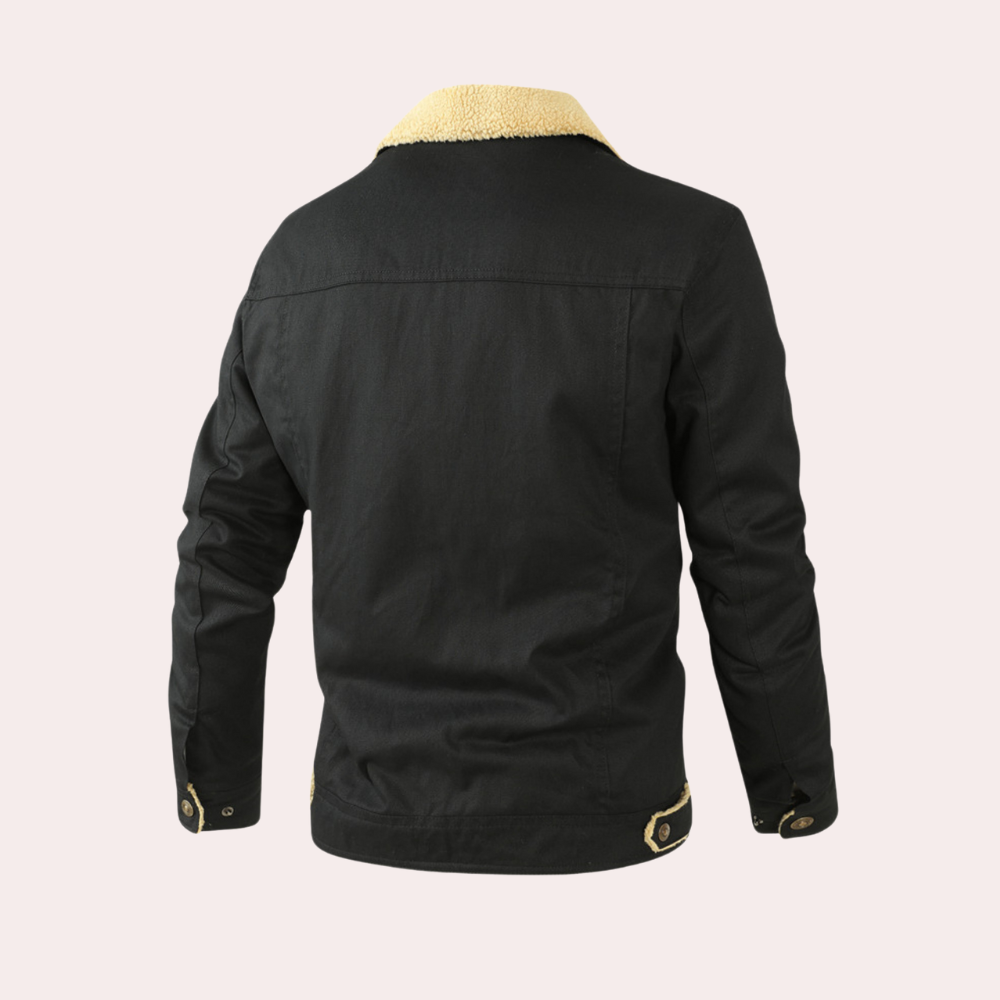 Men's Warm Sherpa-Lined Cargo Winter Jacket