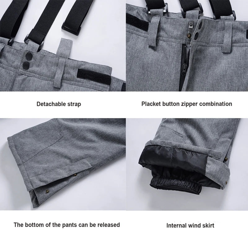 Men’s Waterproof Snowboard Bib Pants – Insulated Ski Trousers with Braces