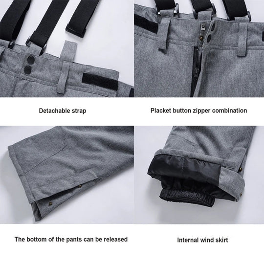 Men’s Waterproof Snowboard Bib Pants – Insulated Ski Trousers with Braces