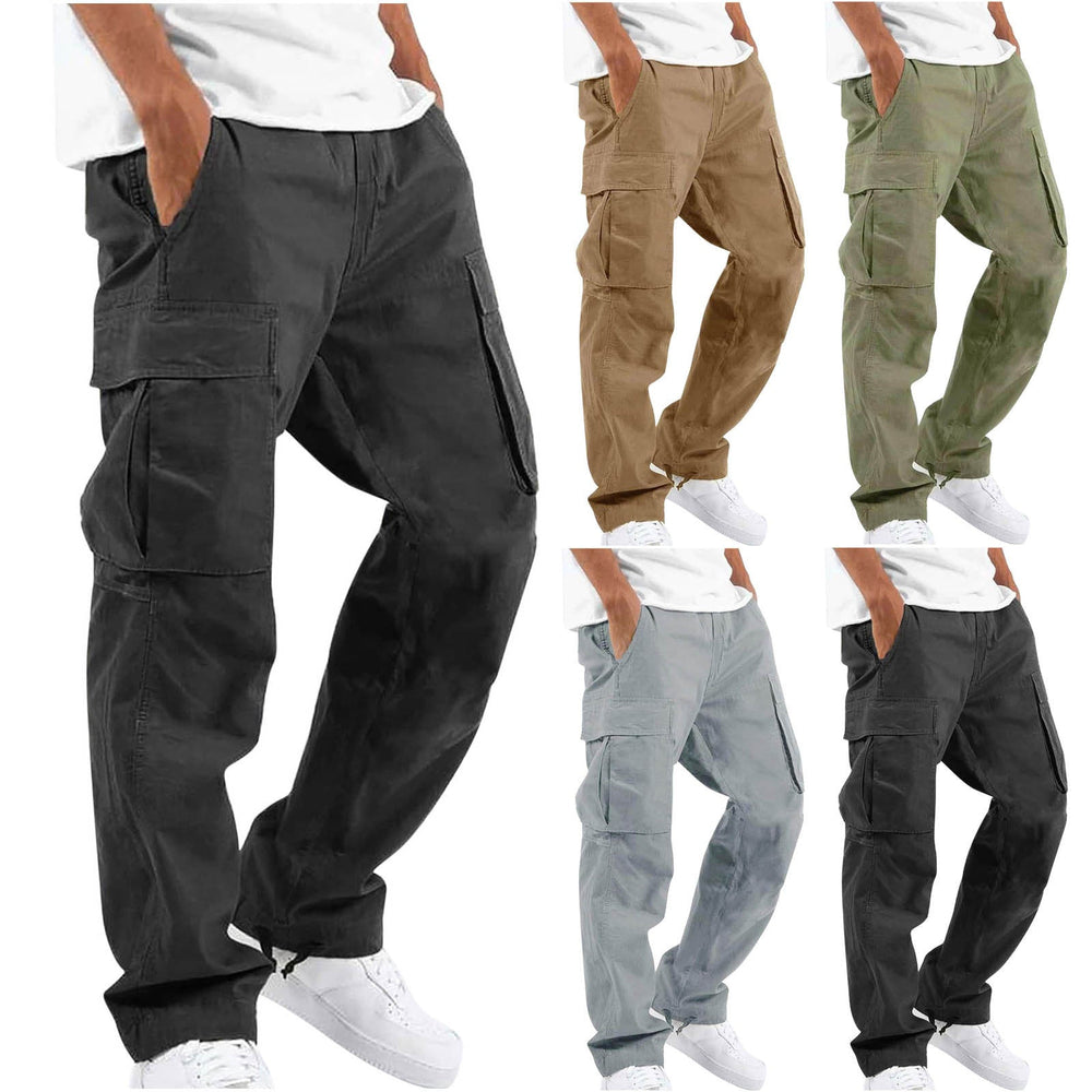 Men's Wide-Leg Cotton-Blend Cargo Trousers, S–5XL