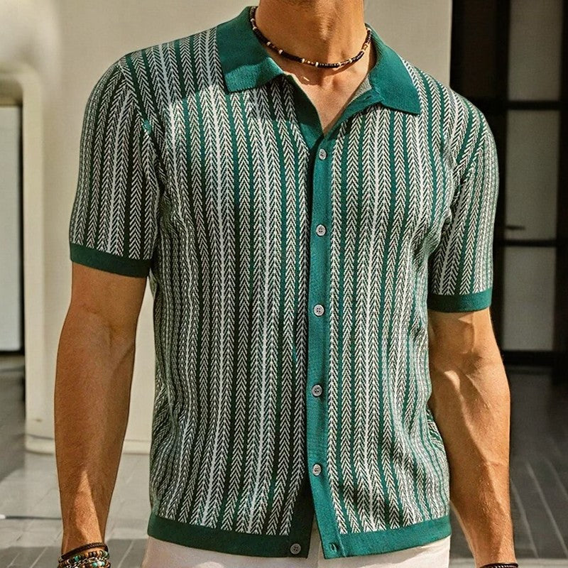 Organic Cotton-Blend Herringbone Shirt – Long-Sleeve Button-Up