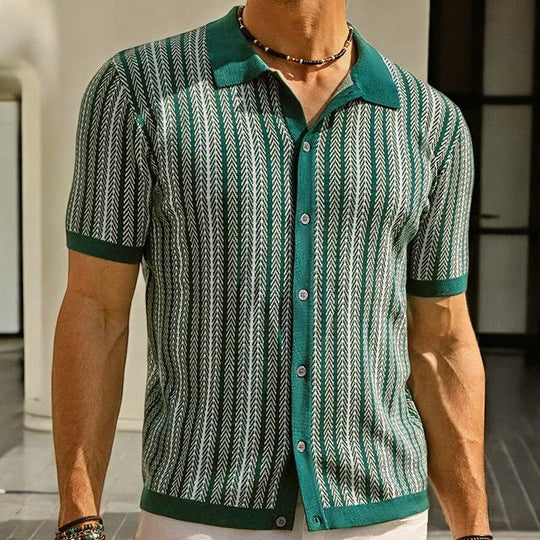 Organic Cotton-Blend Herringbone Shirt – Long-Sleeve Button-Up