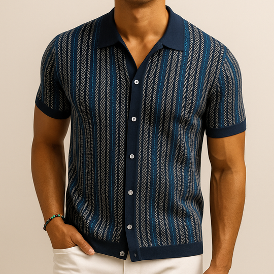 Organic Cotton-Blend Herringbone Shirt – Long-Sleeve Button-Up