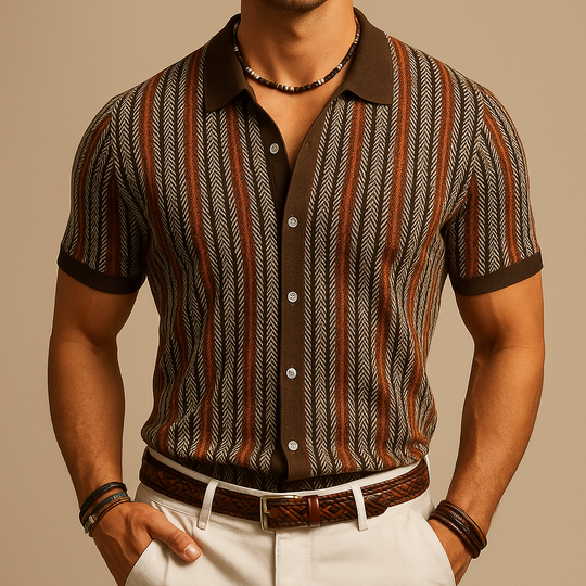 Organic Cotton-Blend Herringbone Shirt – Long-Sleeve Button-Up