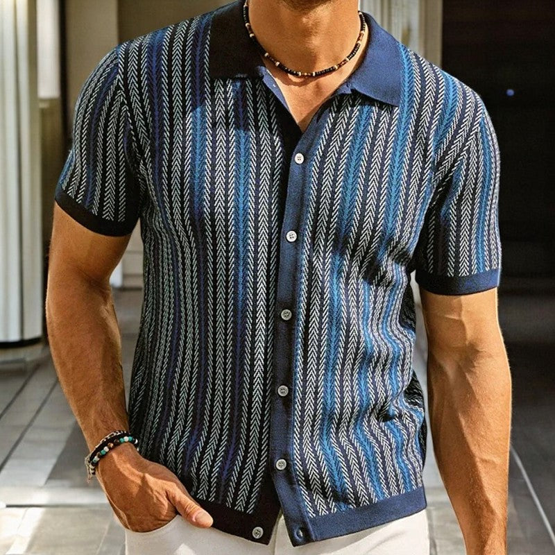 Organic Cotton-Blend Herringbone Shirt – Long-Sleeve Button-Up