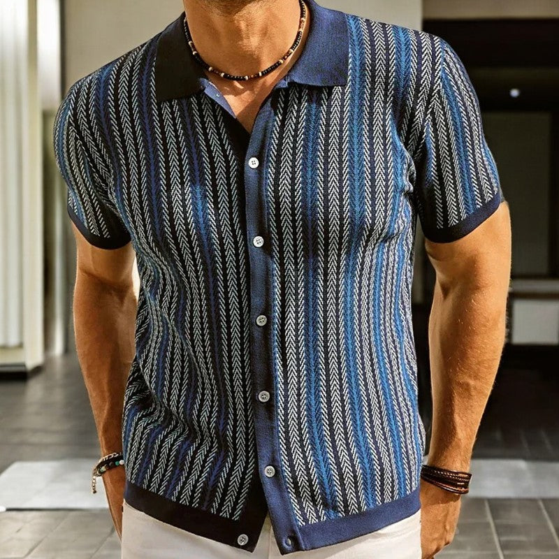 Organic Cotton-Blend Herringbone Shirt – Long-Sleeve Button-Up