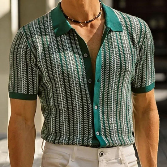 Organic Cotton-Blend Herringbone Shirt – Long-Sleeve Button-Up