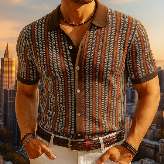 Organic Cotton-Blend Herringbone Shirt – Long-Sleeve Button-Up