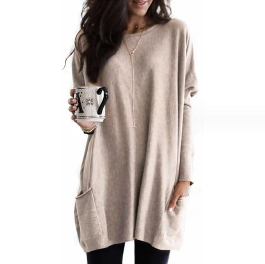 Oversized Sweater Dress – Lightweight Long-Sleeve Knit, S–3XL