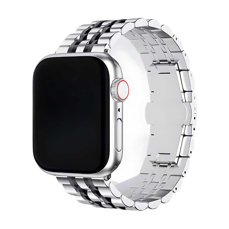 Silver & Black Presidential Band for Apple Watch