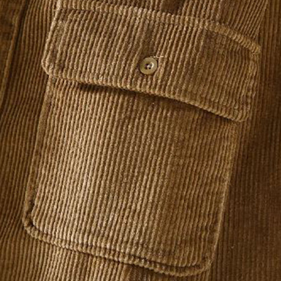 Ribbed Corduroy Fleece Jacket – Warm Button-Front Winter Layer