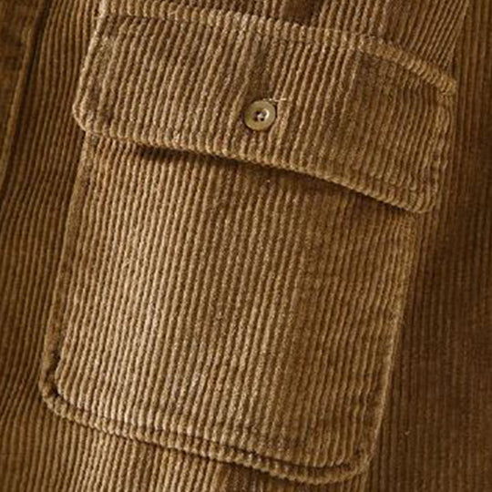 Ribbed Corduroy Fleece Jacket – Warm Button-Front Winter Layer