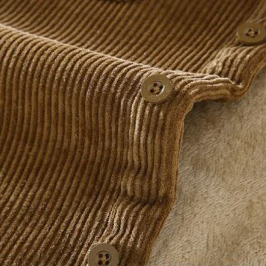 Ribbed Corduroy Fleece Jacket – Warm Button-Front Winter Layer