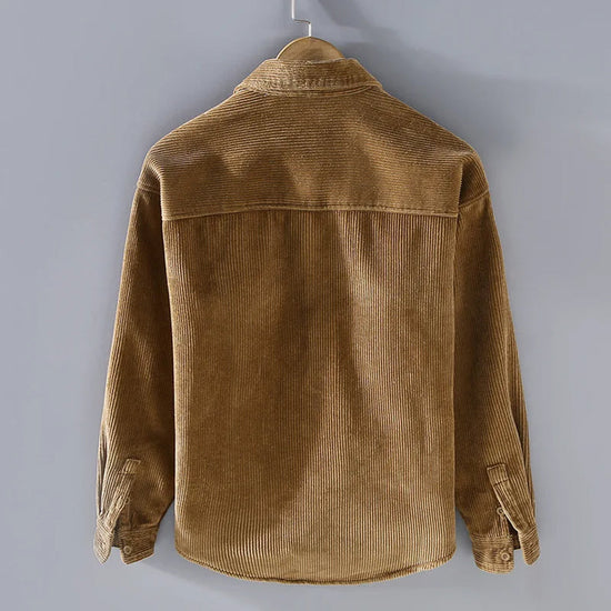 Ribbed Corduroy Fleece Jacket – Warm Button-Front Winter Layer
