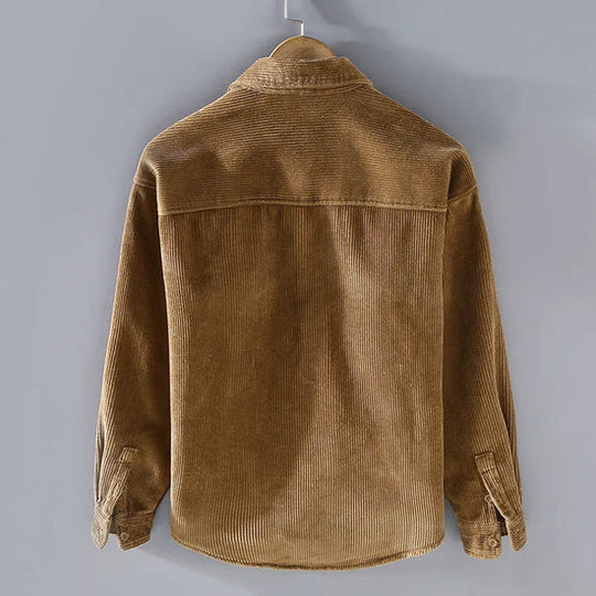 Ribbed Corduroy Fleece Jacket – Warm Button-Front Winter Layer