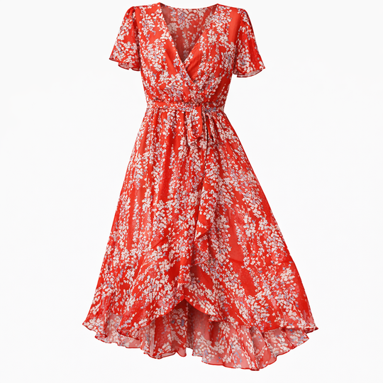 Romantic Floral Midi Dress with Flowing Cut