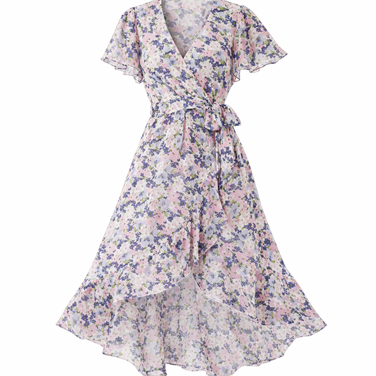 Romantic Floral Midi Dress with Flowing Cut