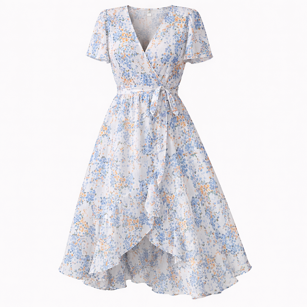 Romantic Floral Midi Dress with Flowing Cut