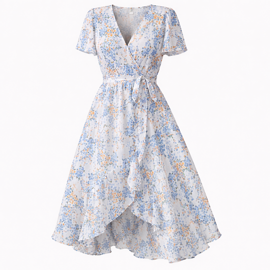 Romantic Floral Midi Dress with Flowing Cut