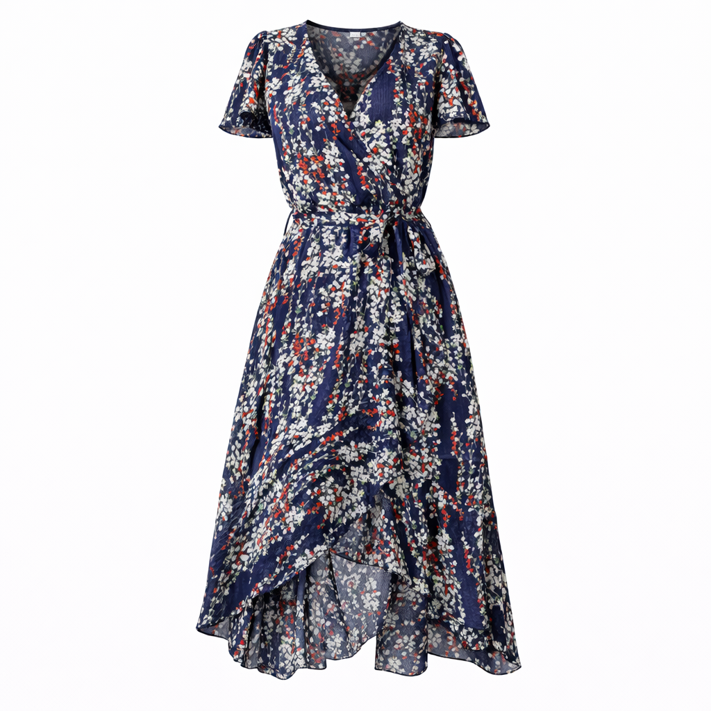 Romantic Floral Midi Dress with Flowing Cut