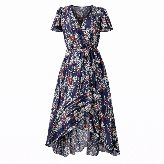 Romantic Floral Midi Dress with Flowing Cut