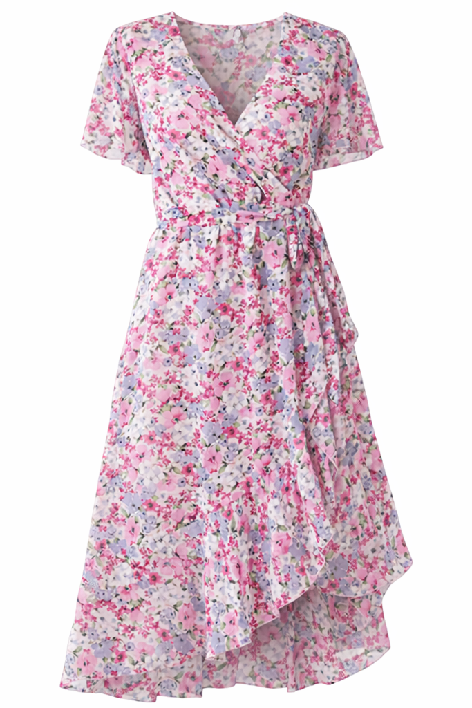 Romantic Floral Midi Dress with Flowing Cut