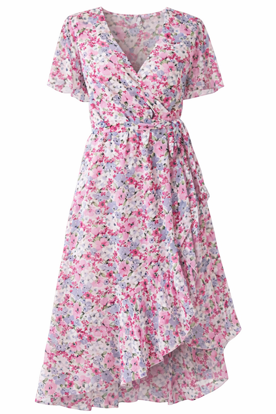 Romantic Floral Midi Dress with Flowing Cut