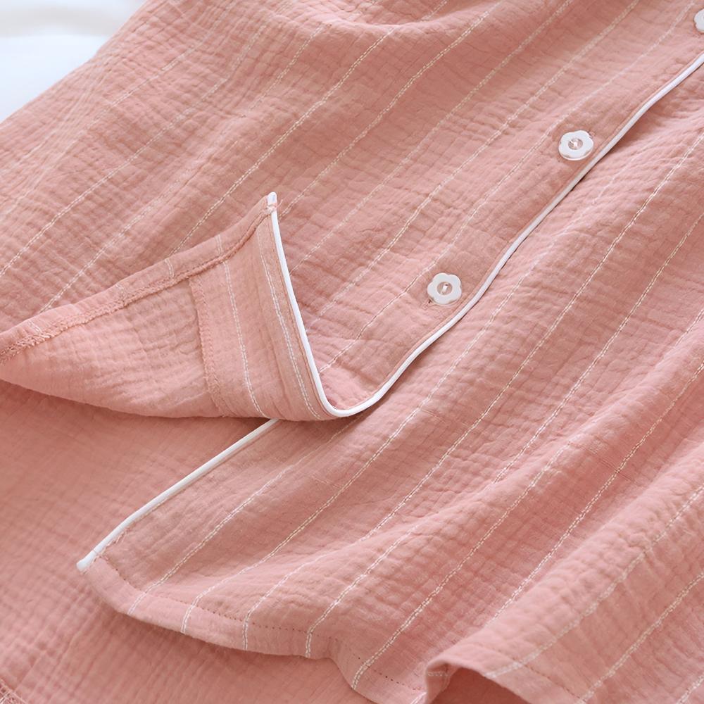 SereneStripe Pastel Cotton Nightshirt – Loose Breathable Fit