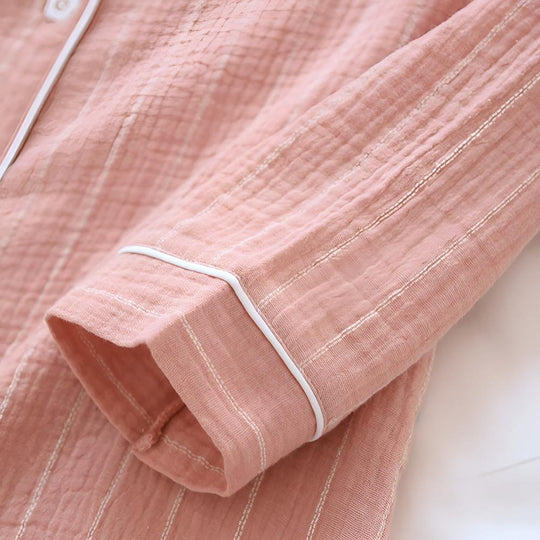 SereneStripe Pastel Cotton Nightshirt – Loose Breathable Fit