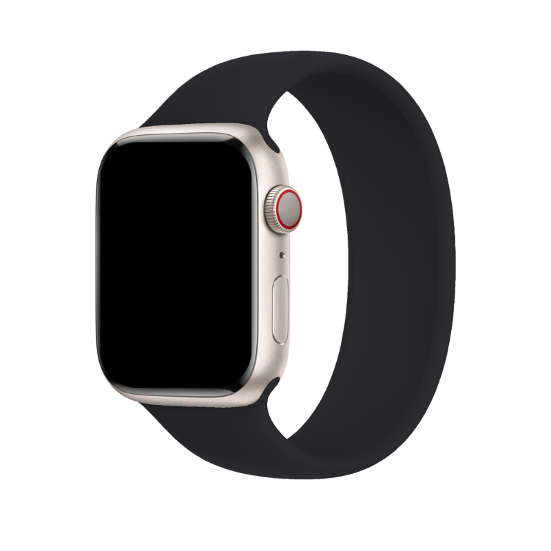 Black Silicone Solo Loop for Apple Watch Side View