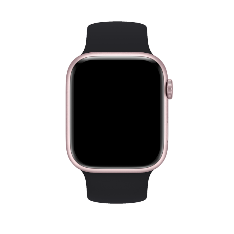 Black Silicone Solo Loop for Apple Watch Front View