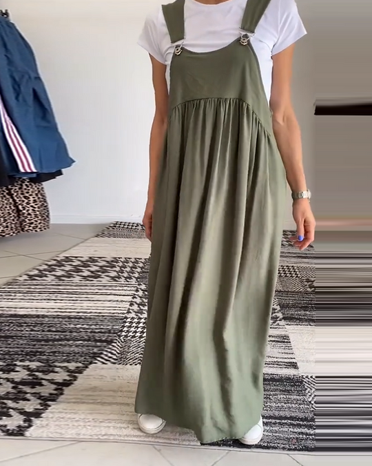 Sleeveless Maxi Pinafore Dress – Flowing Casual Chic Style, S–5XL