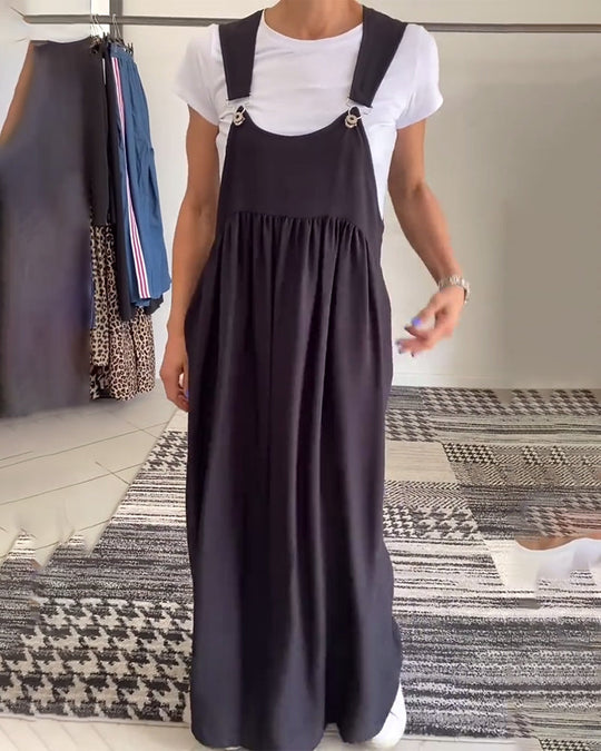 Sleeveless Maxi Pinafore Dress – Flowing Casual Chic Style, S–5XL
