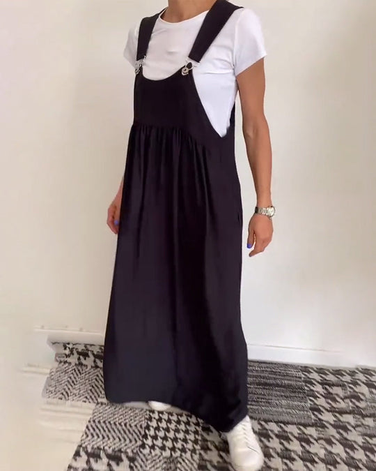 Sleeveless Maxi Pinafore Dress – Flowing Casual Chic Style, S–5XL
