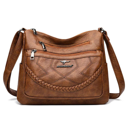 Soft Leather Crossbody Bag – 23 × 27 cm with Zip and Magnetic Closure