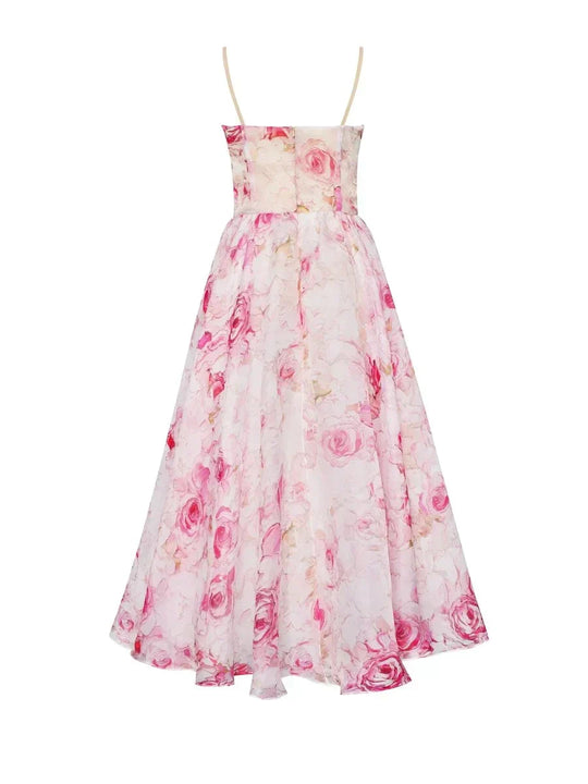 Strapless Structured Midi Dress with Sculpted Bodice