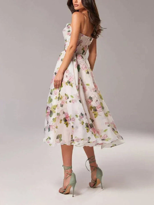 Strapless Structured Midi Dress with Sculpted Bodice