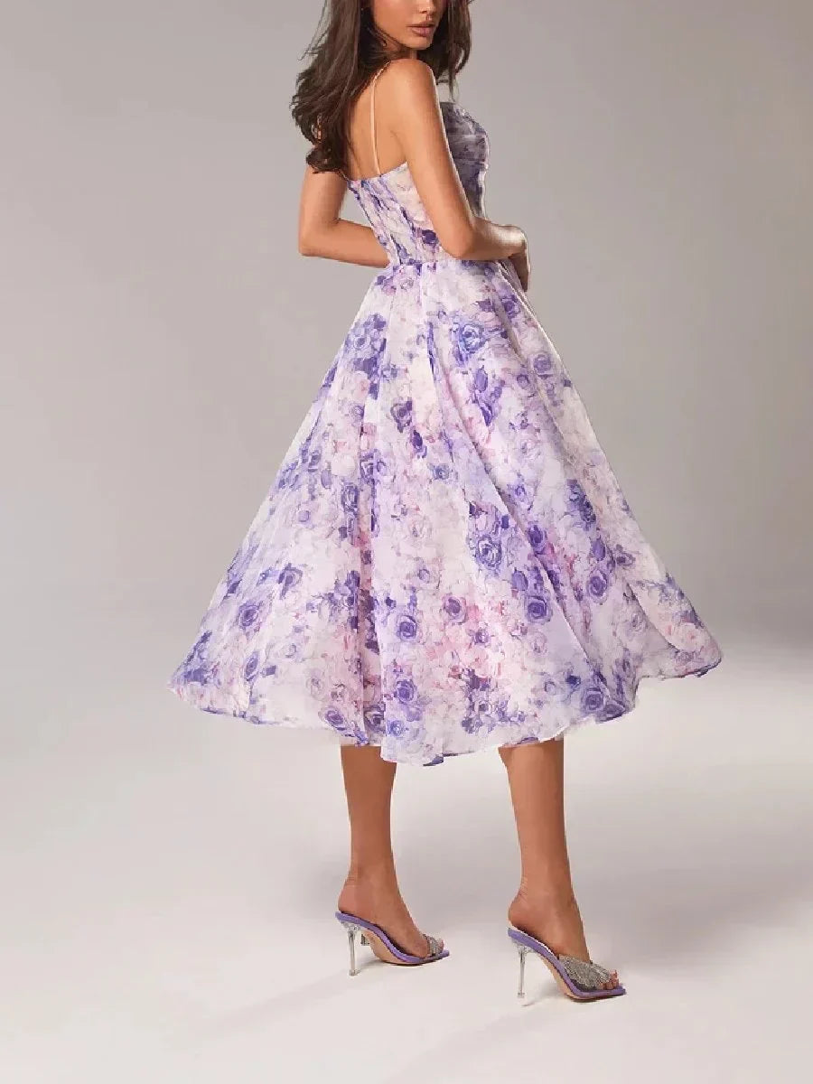 Strapless Structured Midi Dress with Sculpted Bodice