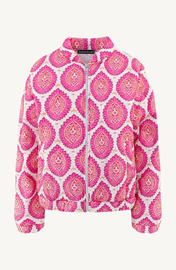 Unisex Bohemian Bomber Jacket with Loose Fit and Front Zip, 2XS–2XL
